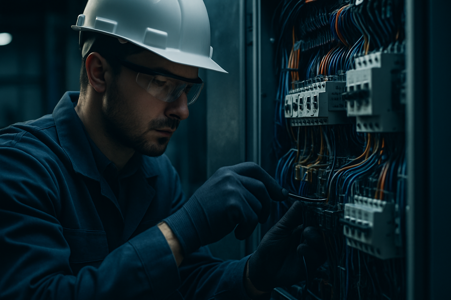 Electrical engineer working